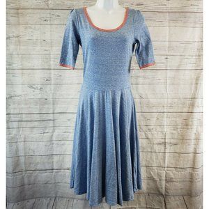LuLaRoe‎ Womens Nicole Dress Sz Small Heathered Blue Red Trim